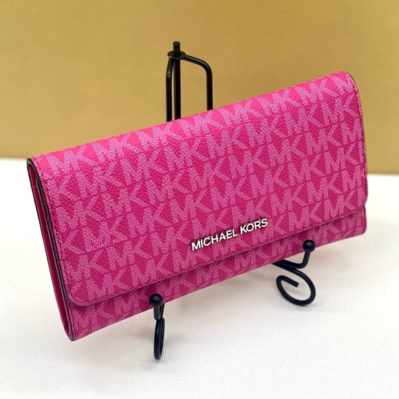 Michael Kors Jet Set Travel Trifold Wallet Dragonfruit - Picture 7 of 12